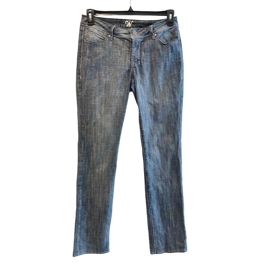 WÖRN‎ Straight Leg Jeans Blue Excellent Zig Zag Stitch Denim Women Size 6